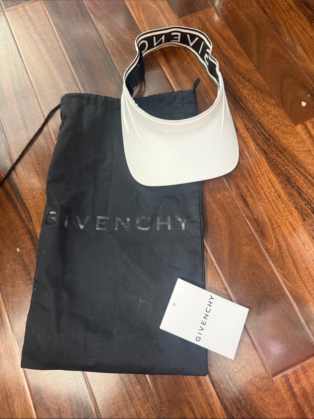 Givenchy White Visor with Black Branded Elastic